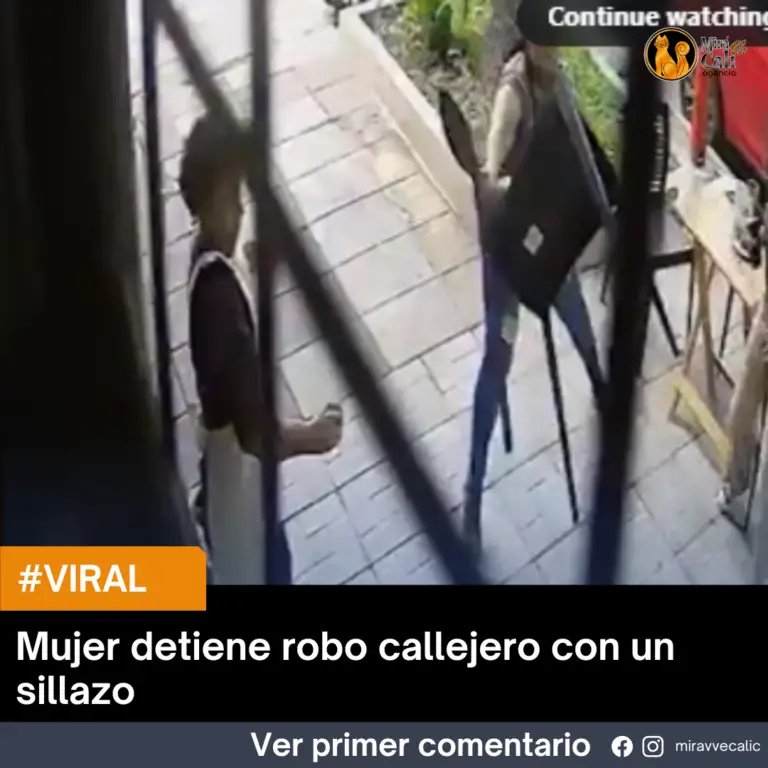 Valiente mujer detiene robo callejero con un sillazo