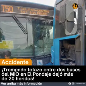 ¡Tremendo totazo entre dos buses del MÍO en El Pondaje dejó más de 20 heridos!